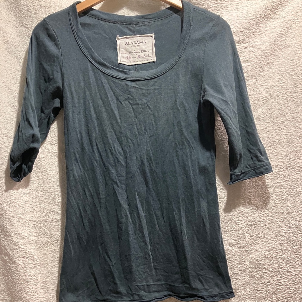 Alabama Chanin, Scoop neck, 3/4 sleeve Shirt, L